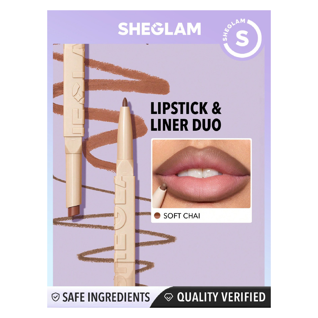 Sheglam Glam 101 Lipstick & Liner Duo – Soft Chai (Define + Fill)
