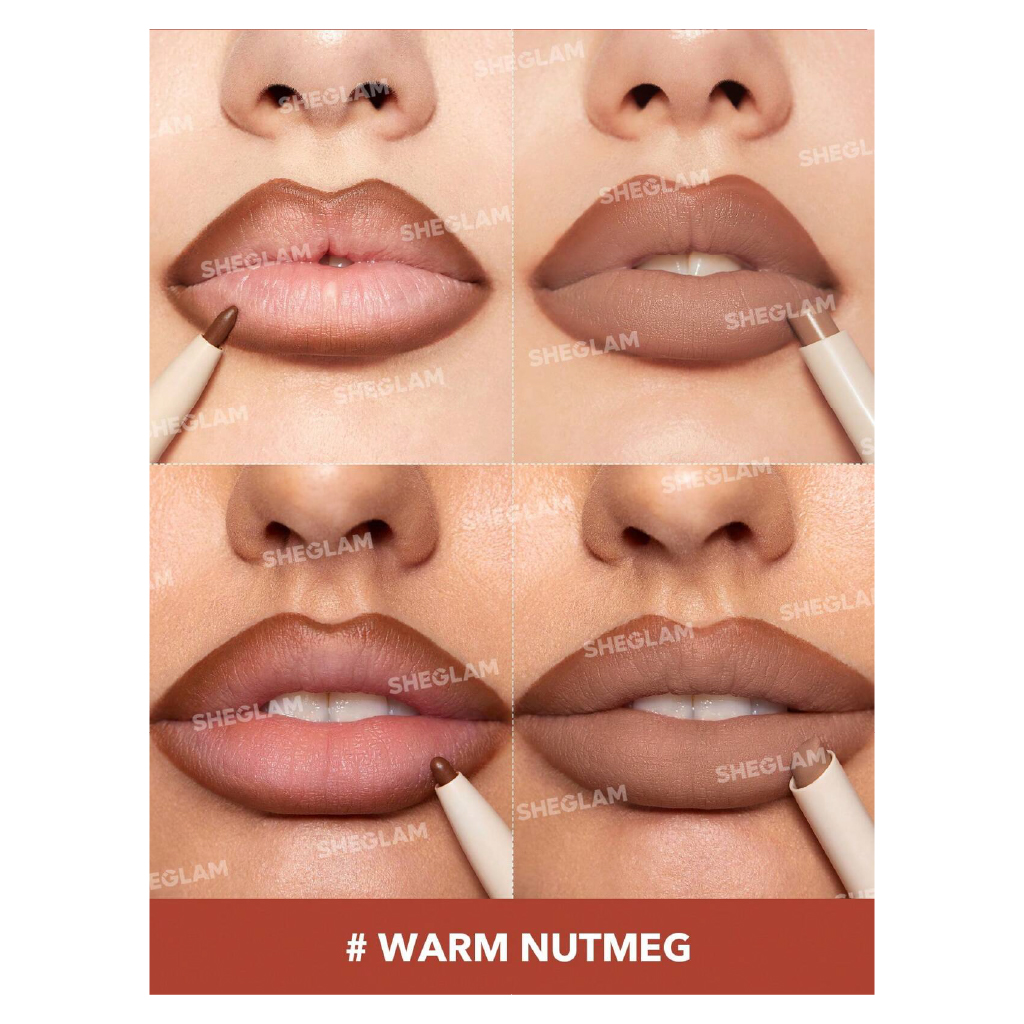 Sheglam, Glam 101 Lipstick & Liner Duo Warm Nutmeg, Lip defining and filling duo set