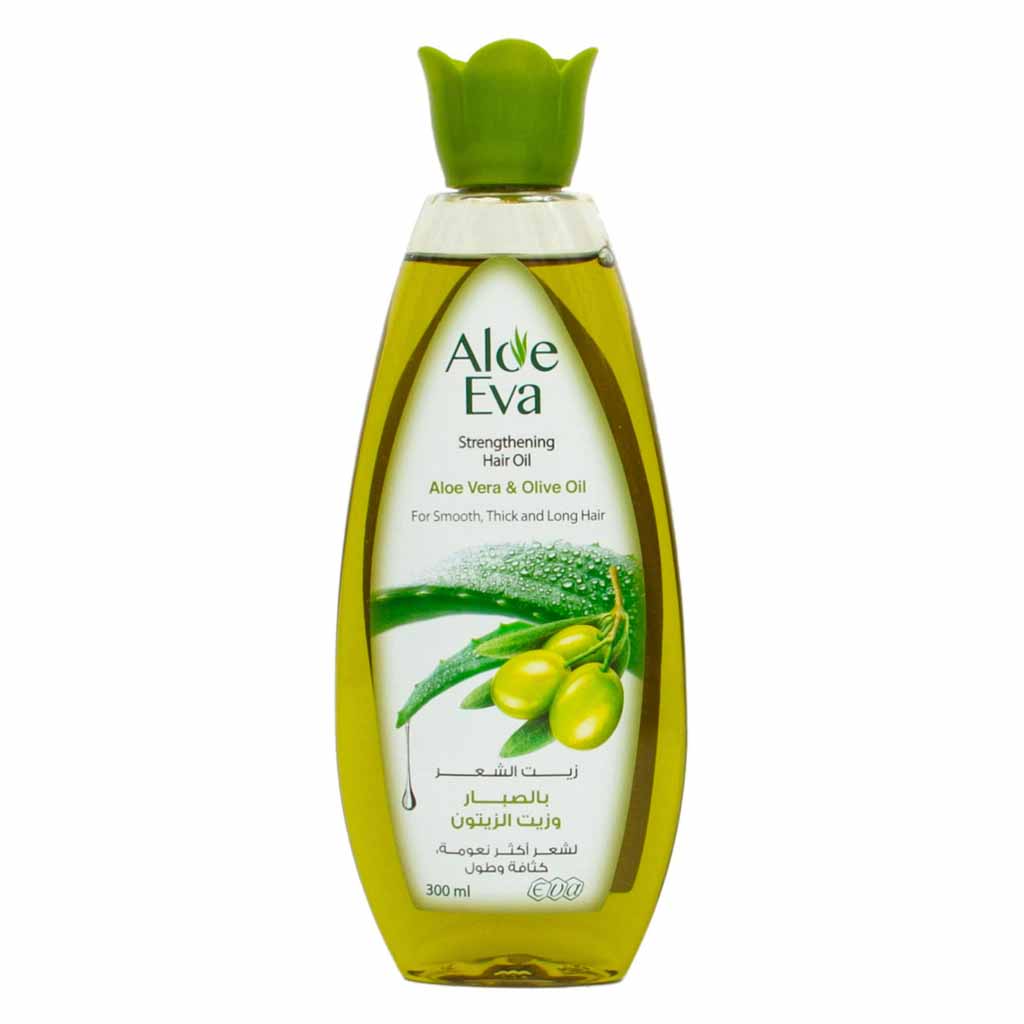 Aloe Eva, Aloe Vera and olive oil strengthening hair oil, Nourishing oil for stronger healthier hair, 300 ml