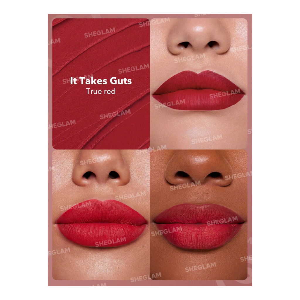 Sheglam, Dynamatte Boom Long-Lasting Matte Lipstick – It Takes Guts, Bold matte lipstick with vibrant color, 1 piece