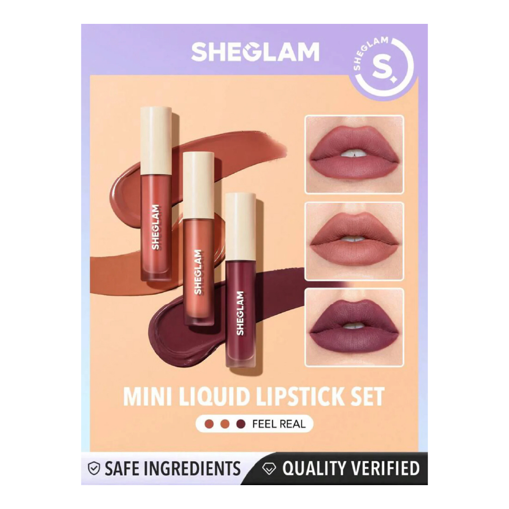 Sheglam Matte Allure Mini Liquid Lipstick Set – Feel Real (Travel Minis)