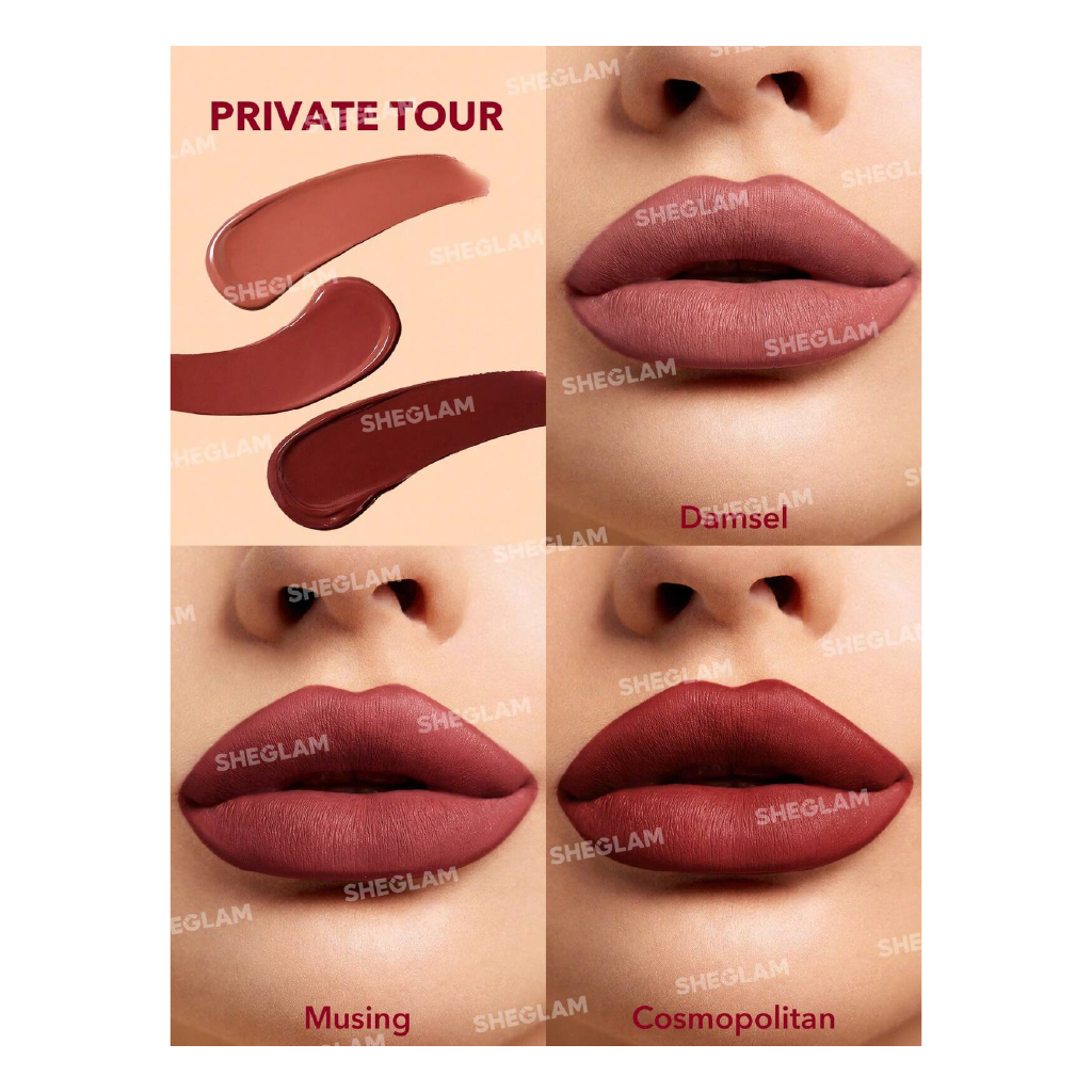 Sheglam Matte Allure Mini Liquid Lipstick Set – Private Touch (Travel Minis)