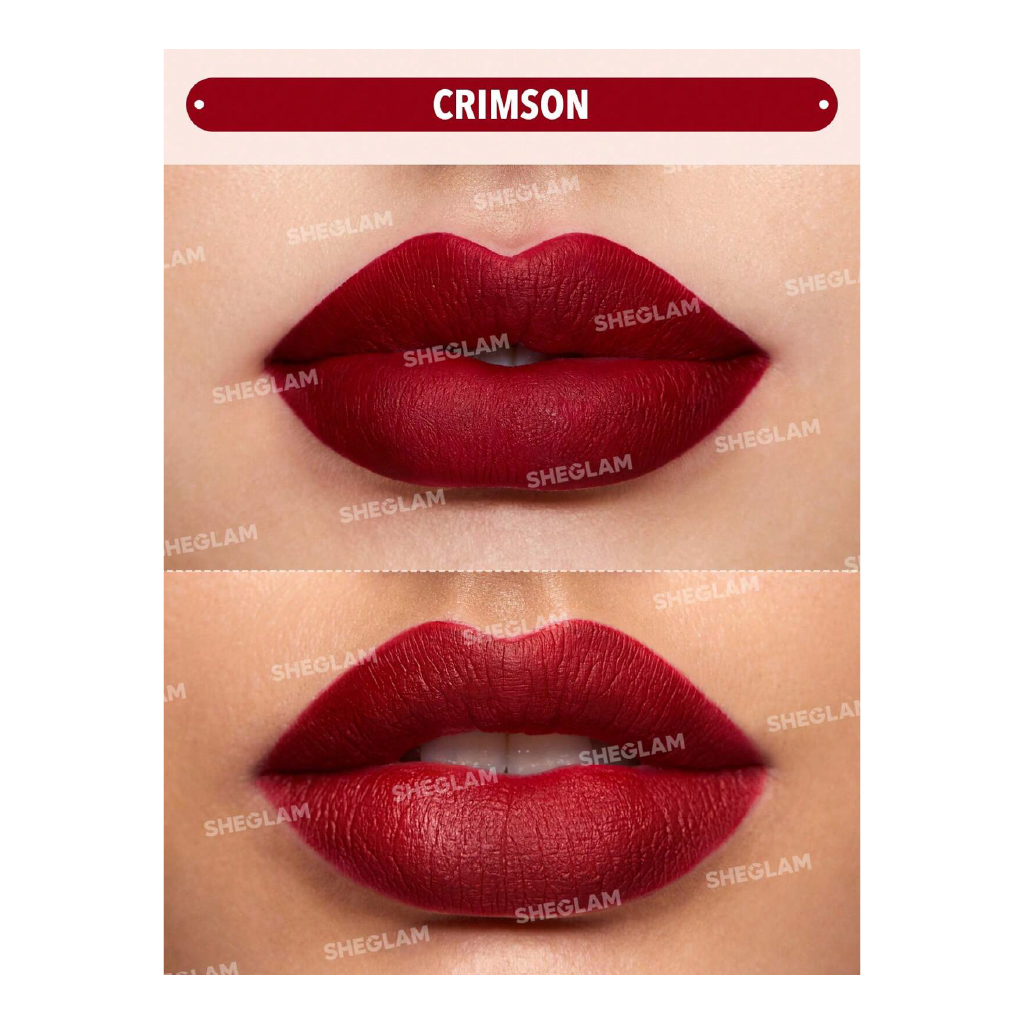 Sheglam Matte Allure Liquid Lipstick – Crimson (Velvet-Matte, Full-Cover)