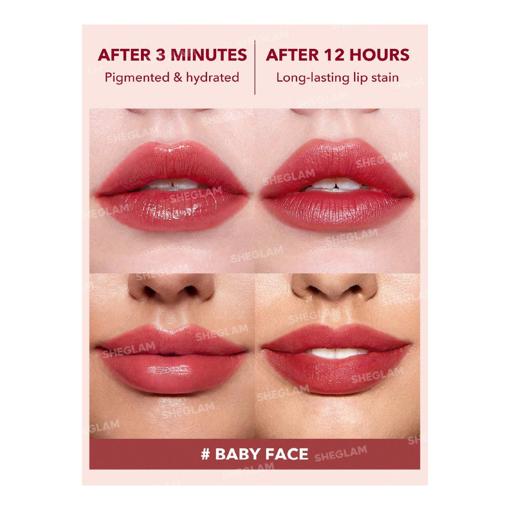 Sheglam, Take a Hint Lip Tint – Baby Face, Sheer moisturizing lip tint for natural look, standard size