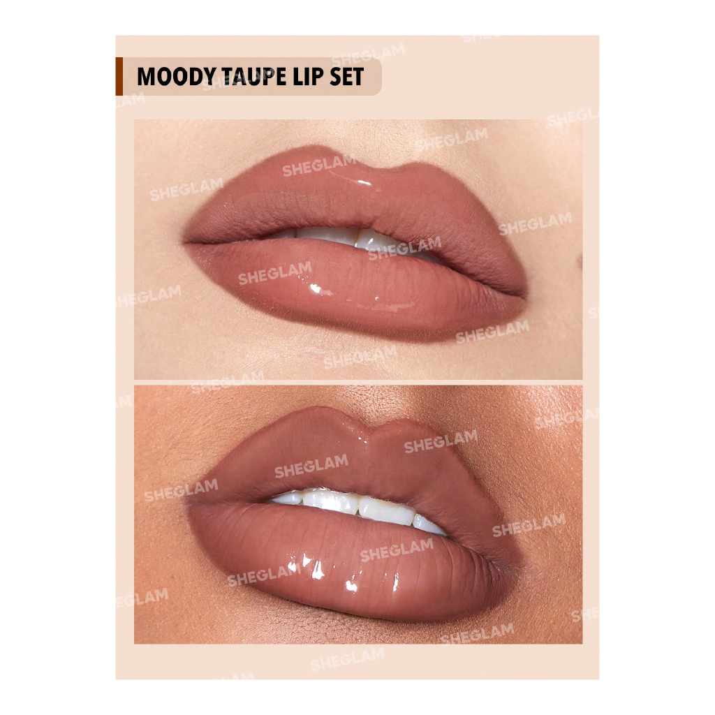 Sheglam Soft 90s Glam Lip Liner & Lip Duo Set – Moody Taupe (Retro Nude)