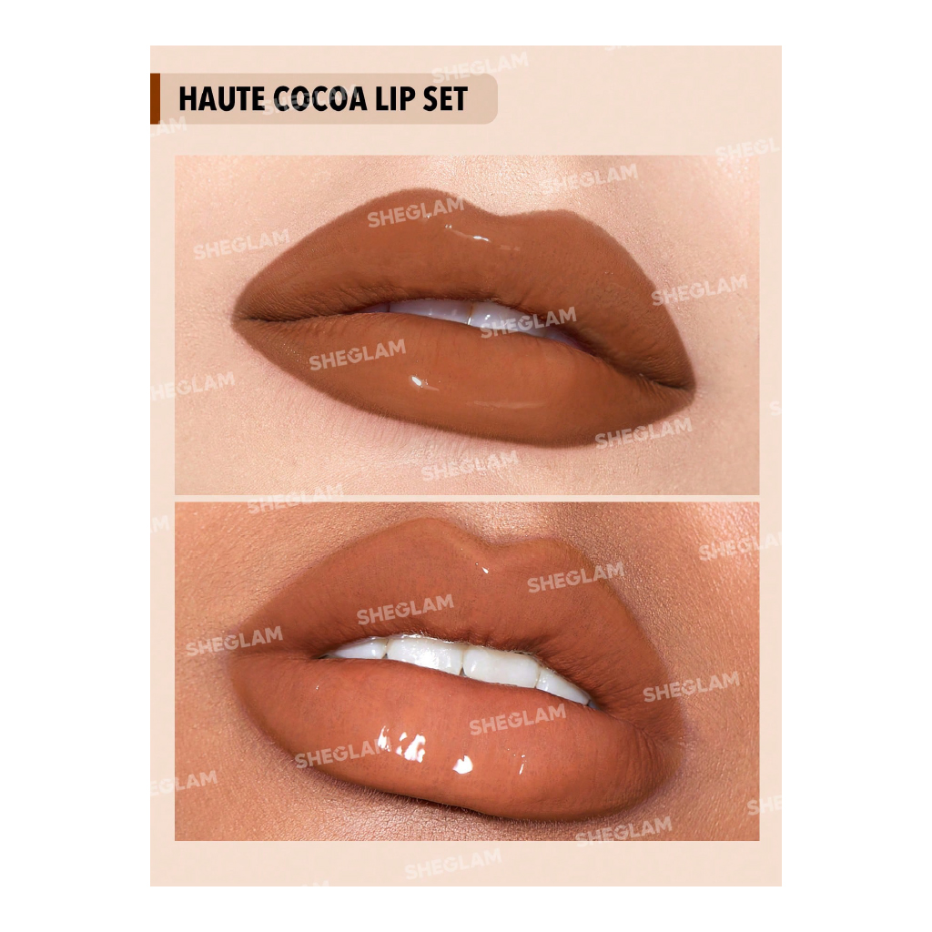Sheglam Soft 90s Glam Lip Liner & Lip Duo Set – Haute Cocoa (Retro Nude)