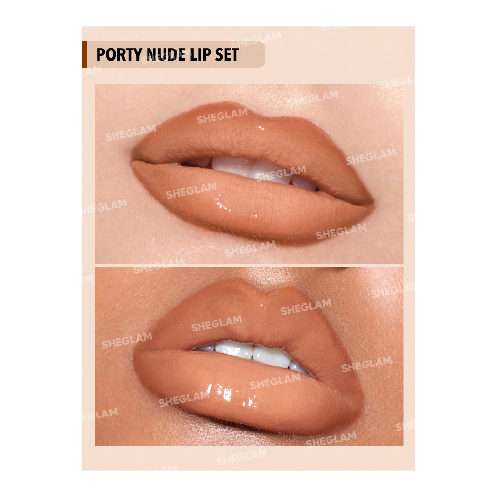 Sheglam Soft 90s Glam Lip Liner & Lip Duo Set – Pouty Nude (Retro Nude)