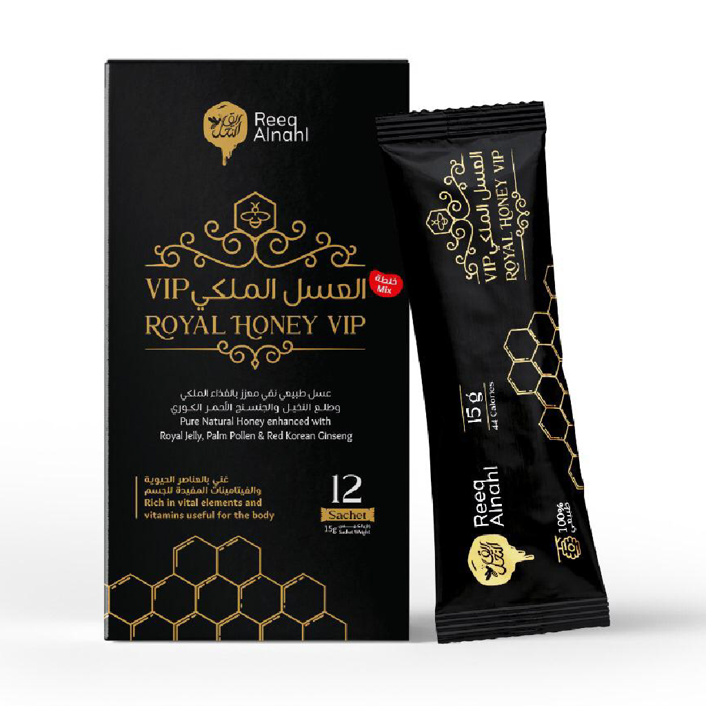 Reeq, Alnahl Royal Honey VIP, Premium royal honey supplement, 12 sachets of 15g