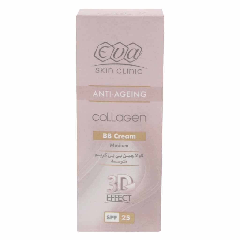 Eva Skin Clinic, Anti-Ageing Collagen 3D Effect BB Cream Medium SPF 25, Tinted BB cream with collagen and sun protection, 50ml
