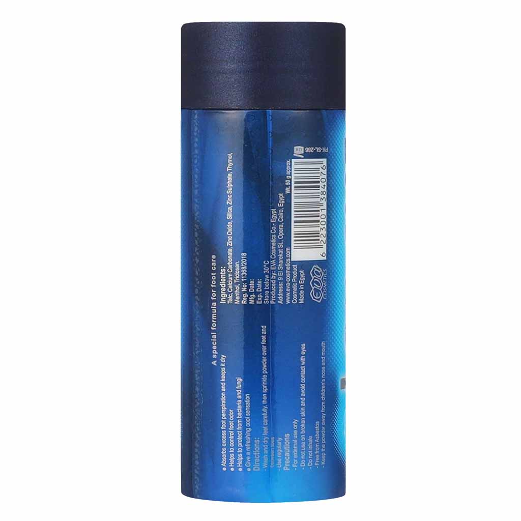 Eva, Menthol Foot Powder Deodorant, Cooling foot powder for odor and freshness, 50 g