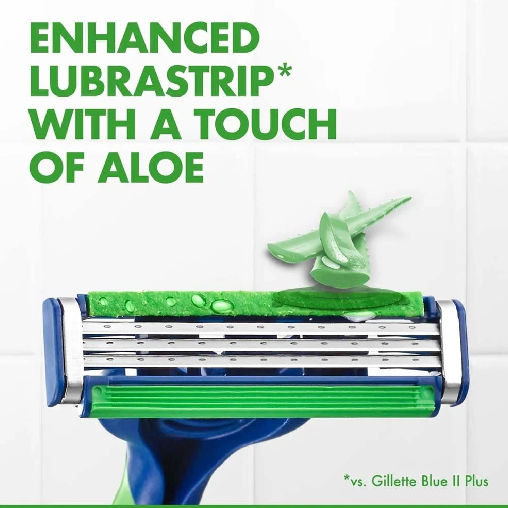 Gillette, Blue 3 Sensitive Touch of Aloe Razors, Triple blade razors with aloe for sensitive skin