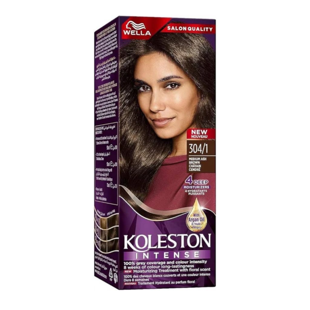 Koleston HC, Medium Ash Brown Hair Color, Permanent hair dye in medium ash brown shade, 3041