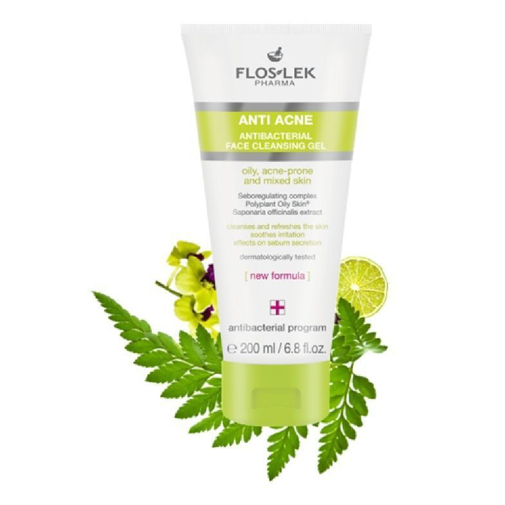 Floslek Anti Acne Face Cleansing Gel 200 ml – Mixed & Oily Skin (Purifying Daily Wash)