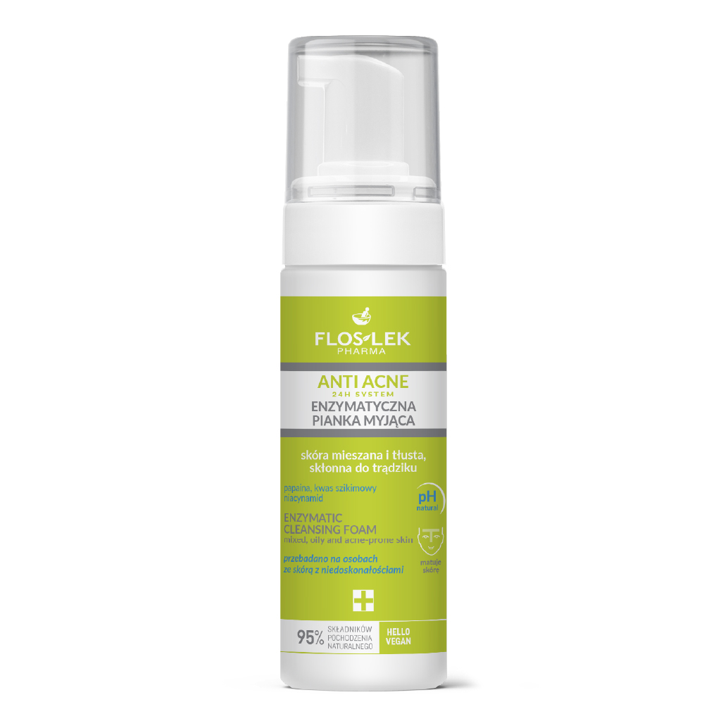 Floslek Anti Acne Enzymatic Peeling Cleansing Foam 150 ml (Gentle Exfoliating Cleanser)