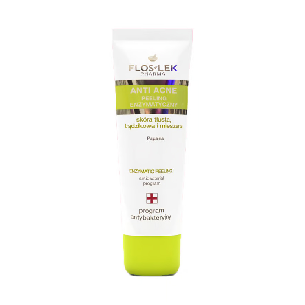 Floslek, Anti Acne Enzymatic Peeling Cream, Smoothing enzyme exfoliant for acne-prone skin, 50ml