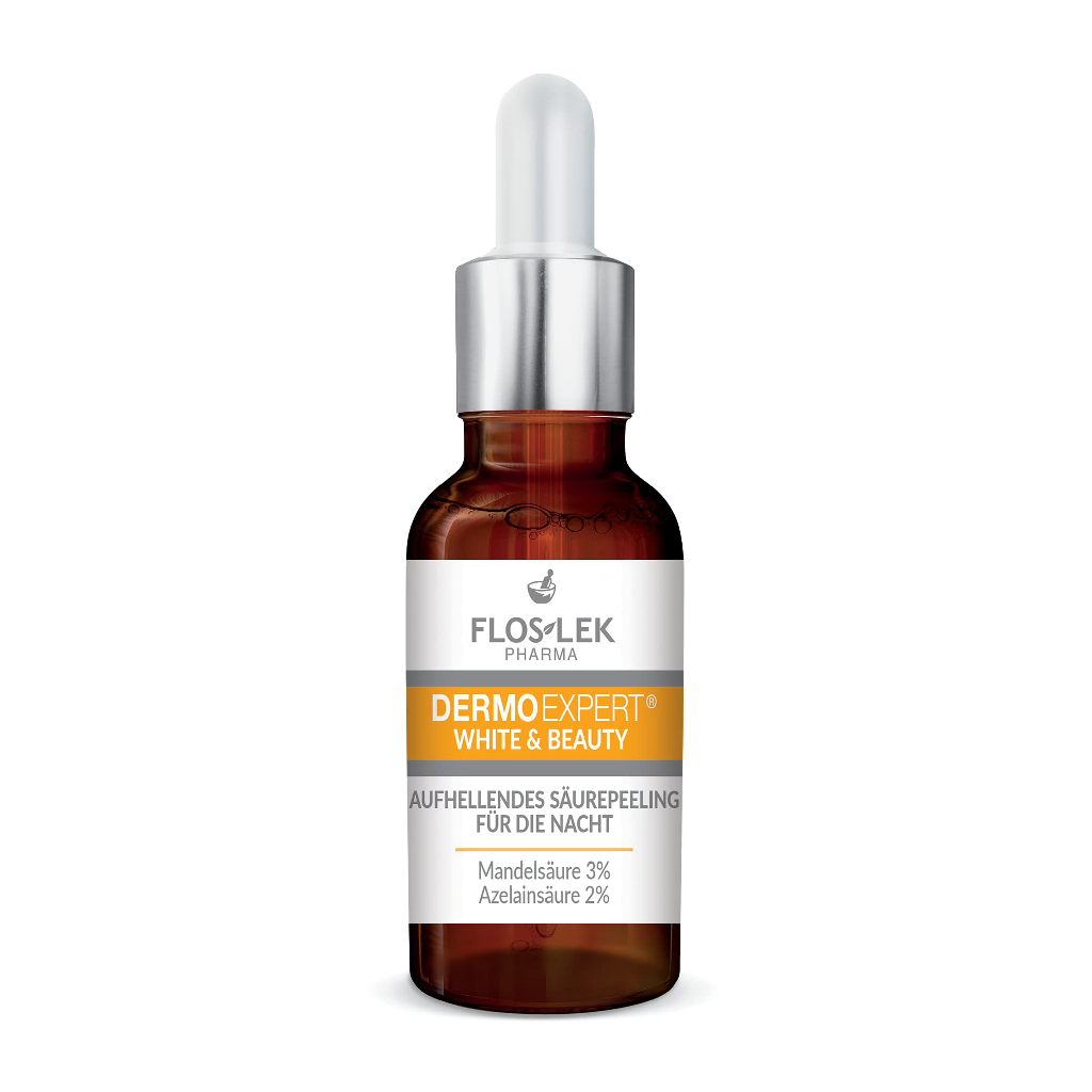 Floslek, White & Beauty Acid Peel Night Care, Night care acid peel for skin brightening, 30ml