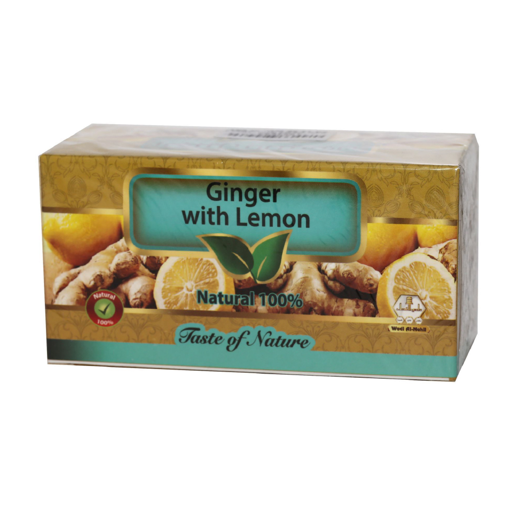 Wadi Alnahil, Ginger with Lemon Tea, Spicy and citrus flavored herbal tea bags, 60g