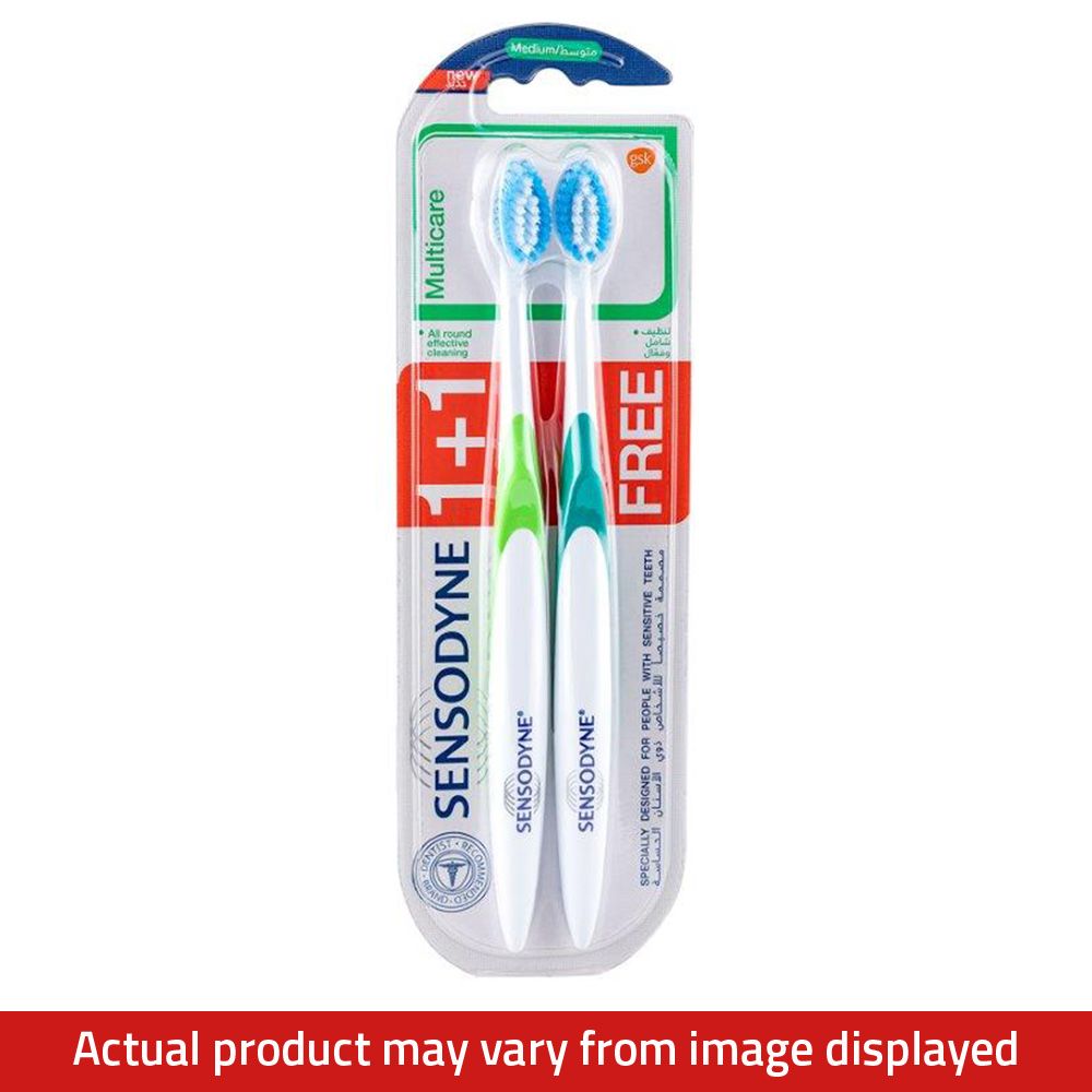Sensodyne, Multi Care Toothbrush Medium, Medium bristle toothbrush for sensitive teeth, 2 pieces