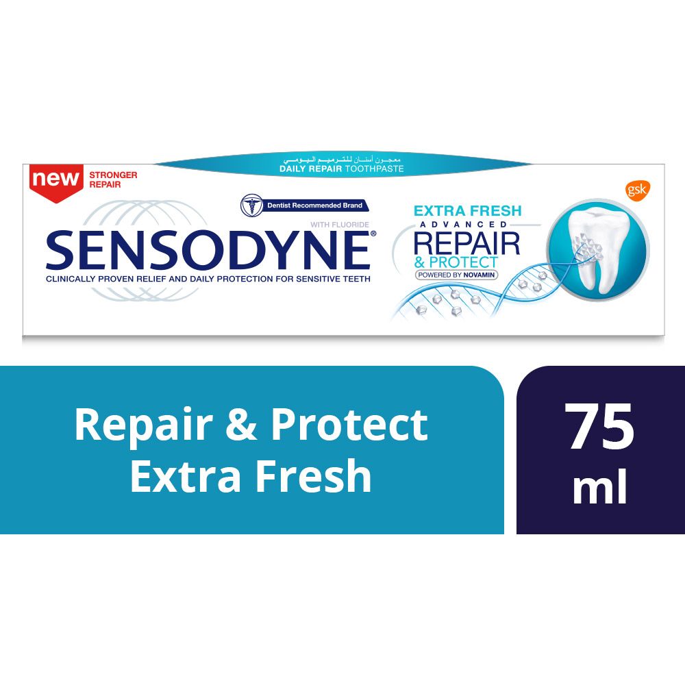 Sensodyne, Advanced Repair & Protect Extra Fresh Toothpaste, Repairing toothpaste for sensitive teeth with fresh flavor, 75ml