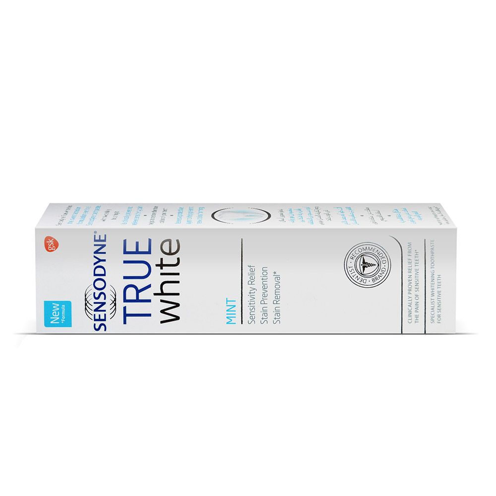Sensodyne, True White Mint Toothpaste, Whitening toothpaste with mint flavor for sensitive teeth, 75ml
