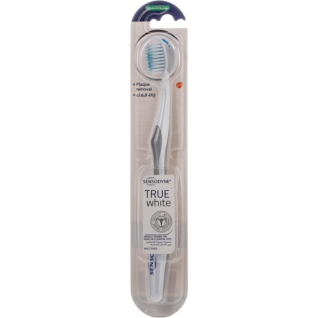 Sensodyne, True White plaque removal medium toothbrush, Medium bristle toothbrush for sensitive teeth, 1 piece