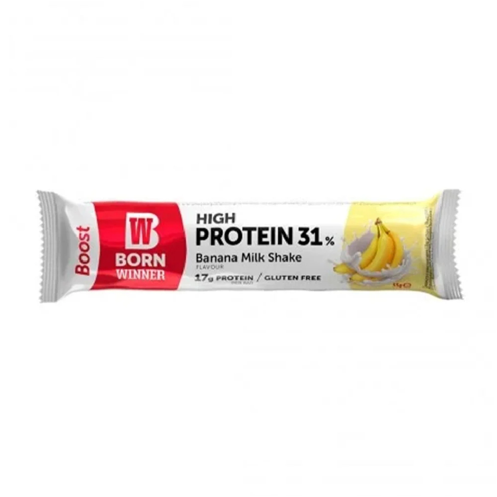 Born Winner, Protein Bar Winner Boost with Milk and Banana, High protein milk and banana flavored bar, 55g