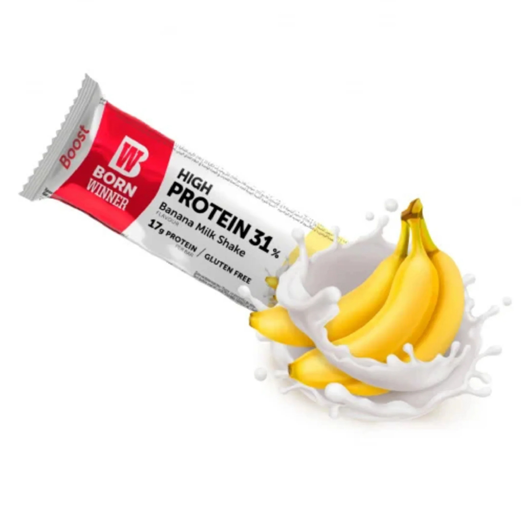 Born Winner, Protein Bar Winner Boost with Milk and Banana, High protein milk and banana flavored bar, 55g