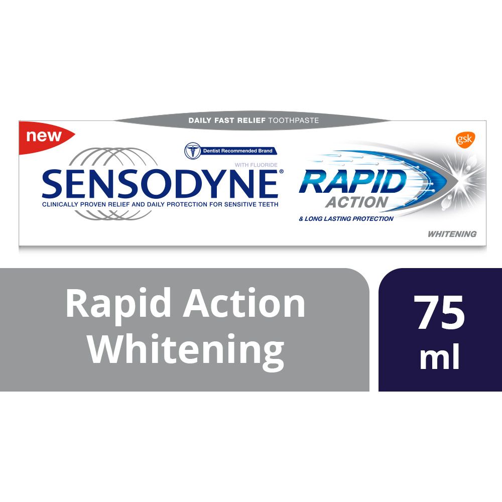 Sensodyne, Rapid Action Whitening Toothpaste, Fast acting whitening toothpaste for sensitive teeth, 75ml