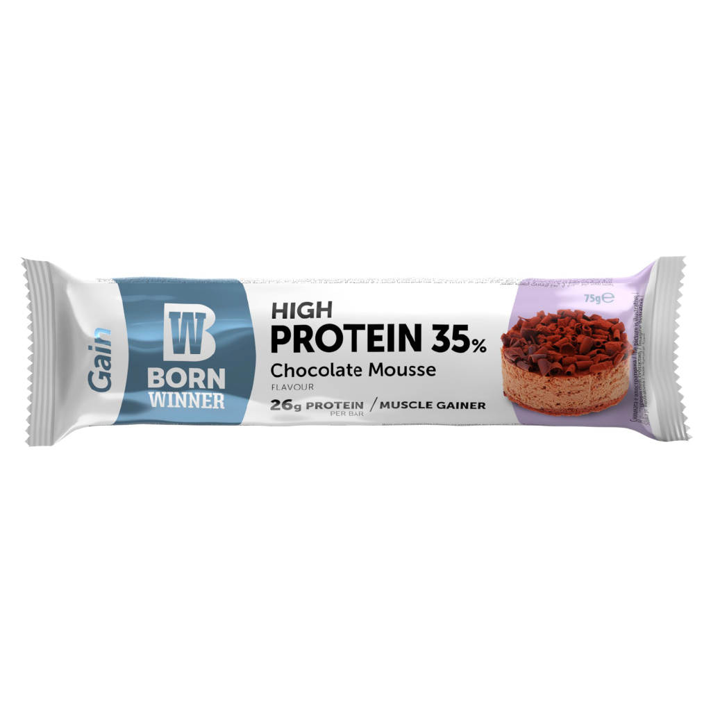 Born Winner, Protein Bar Gain Chocolate Mousse, Muscle gain protein bar with chocolate mousse flavor, 75g