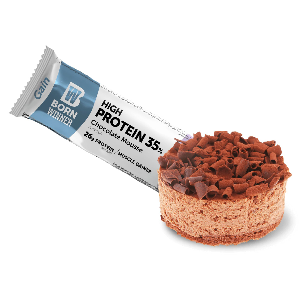 Born Winner, Protein Bar Gain Chocolate Mousse, Muscle gain protein bar with chocolate mousse flavor, 75g