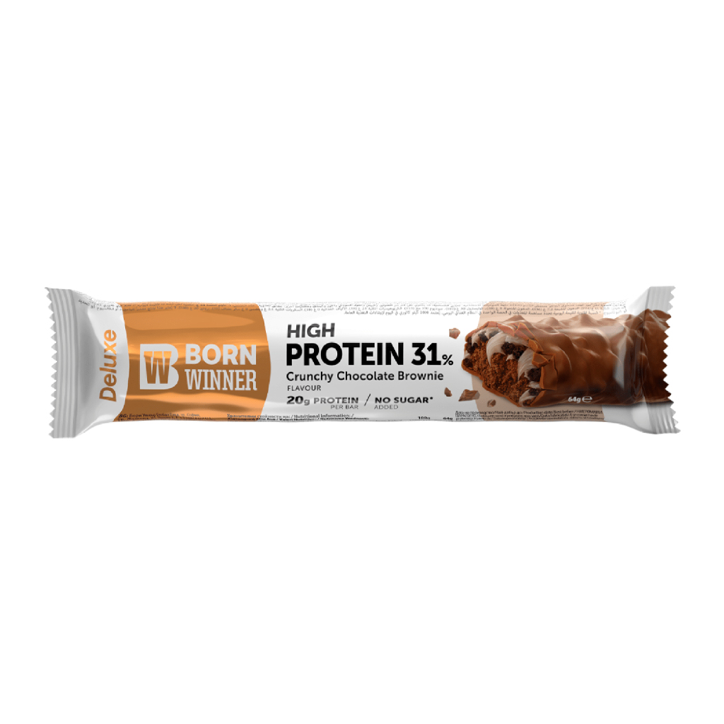 Born Winner, Protein Bar Deluxe Crunchy Brownie with Chocolate, Crunchy deluxe protein bar with brownie and chocolate, 64g