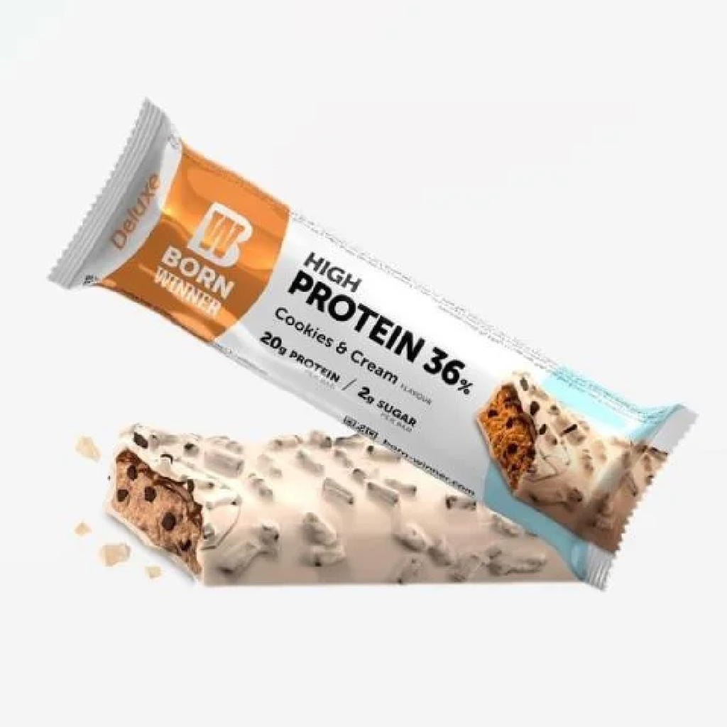 Born Winner, Protein Bar Deluxe with Cookies and Cream, Deluxe protein bar with cookies and cream flavor, 55g