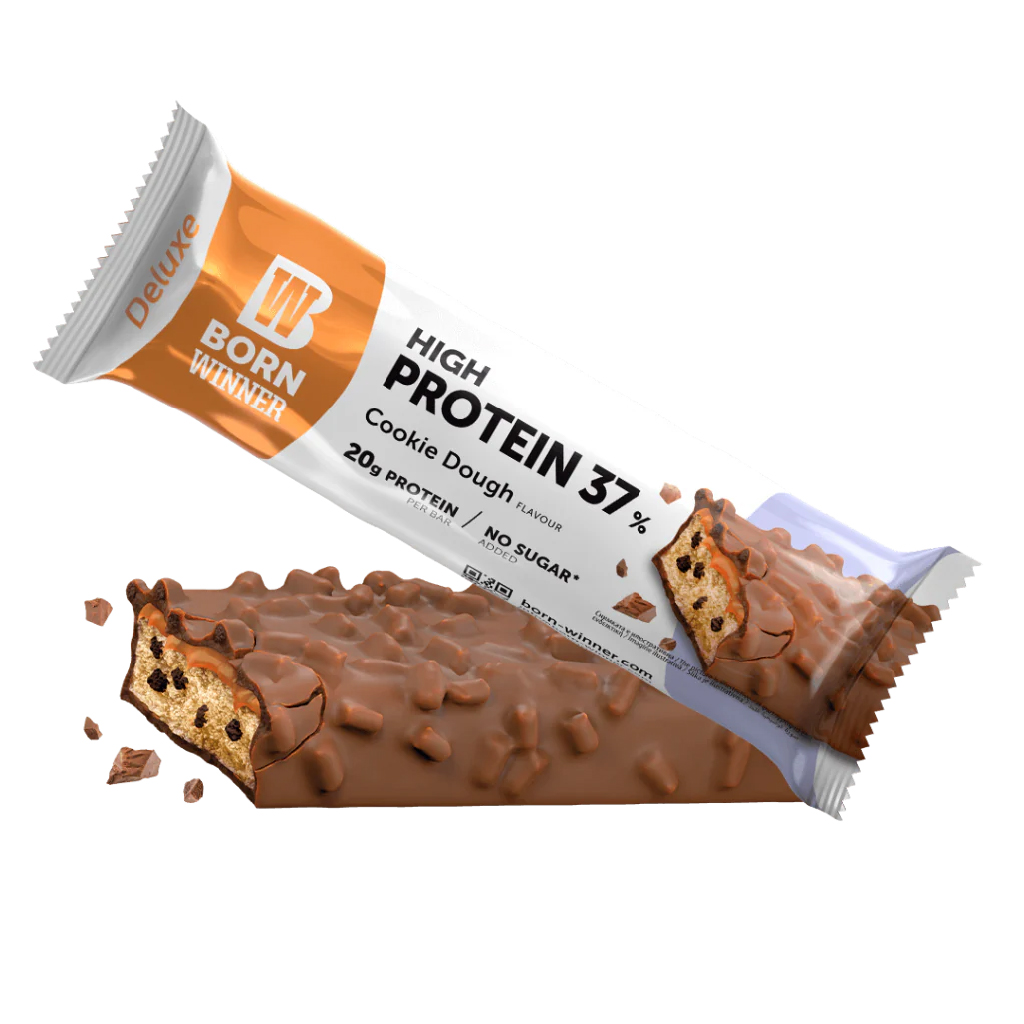 Born Winner, Protein Bar Deluxe with Cookies, Crunchy deluxe protein bar with cookie flavor, 55g