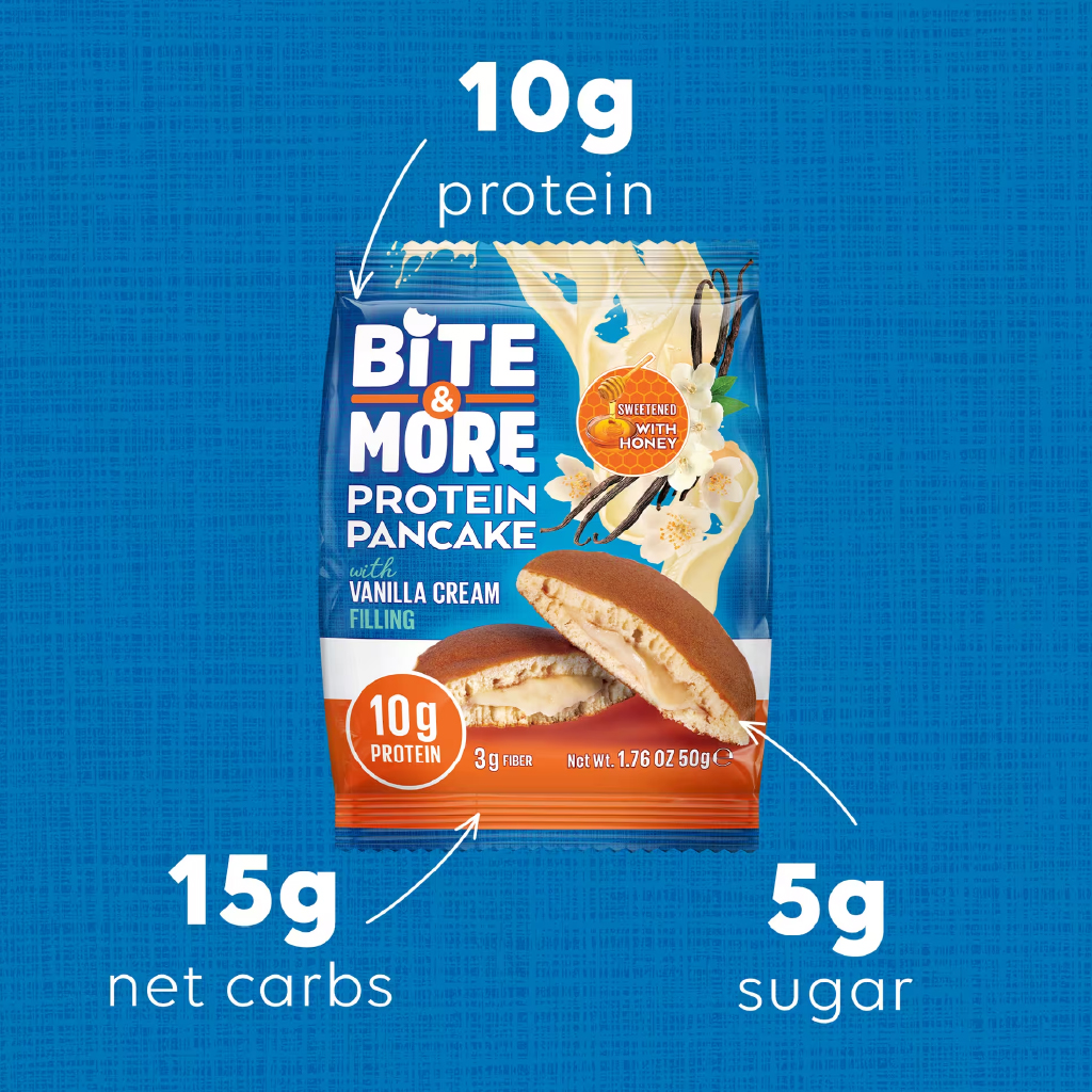 Bite And More, Protein Pancake Vanilla, High-protein vanilla flavored pancake mix, 50g