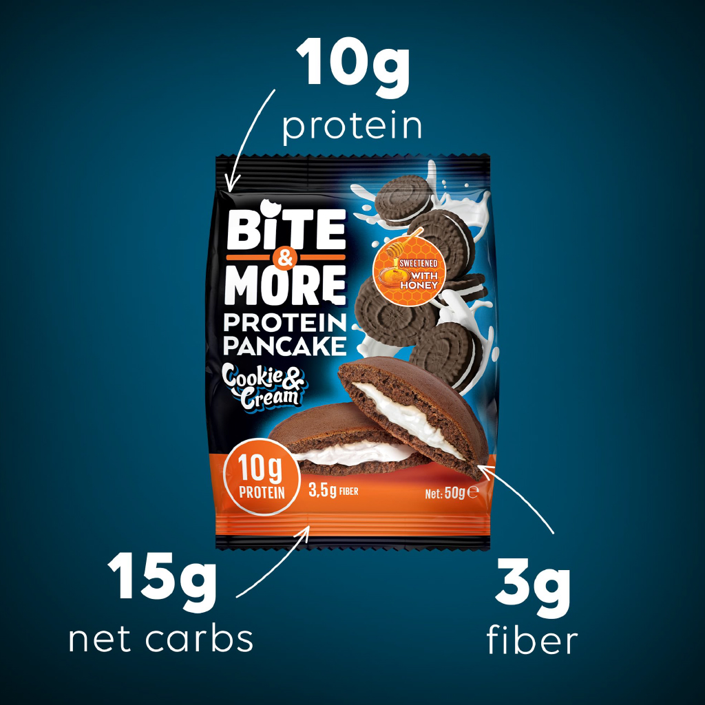 Bite And More, Protein Pancake Oreo, High-protein Oreo flavored pancake mix, 50g