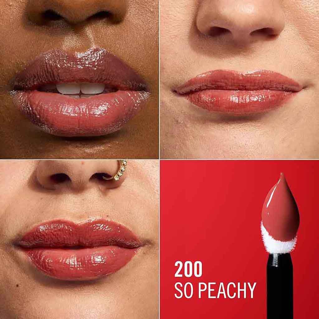 Rimmel, Thrillseeker Lip Lacquer, Long-lasting peachy lip gloss, shade 200 Just Peachy