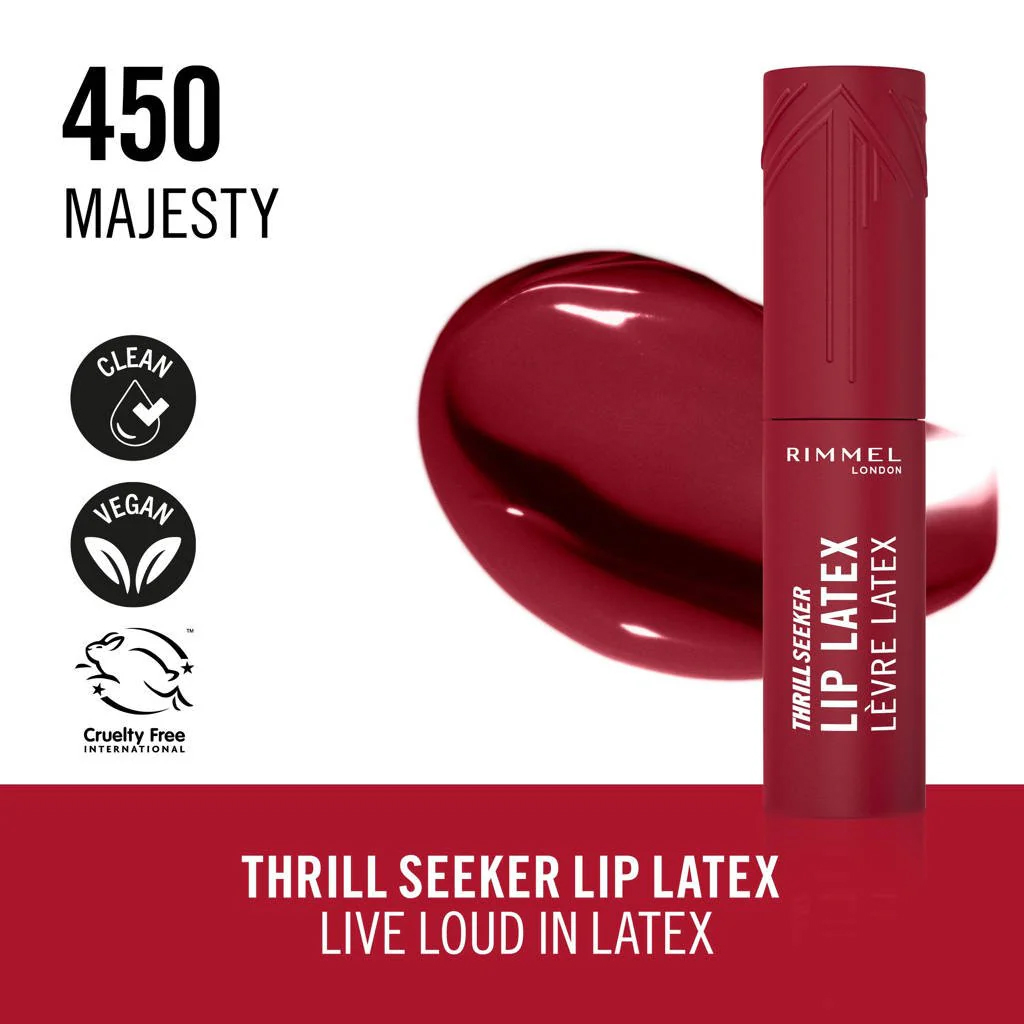 Rimmel, Thrillseeker Lip Lacquer, Intense color lip lacquer with shine, Shade 450 Majesty