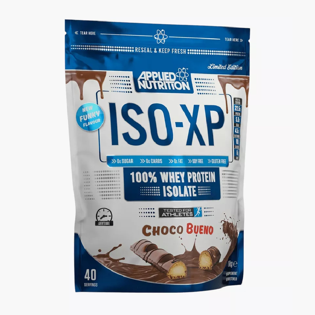 An Iso-Xp, 100% Whey Protein Isolate Choco Bueno, High-quality chocolate flavored whey protein isolate, 1kg