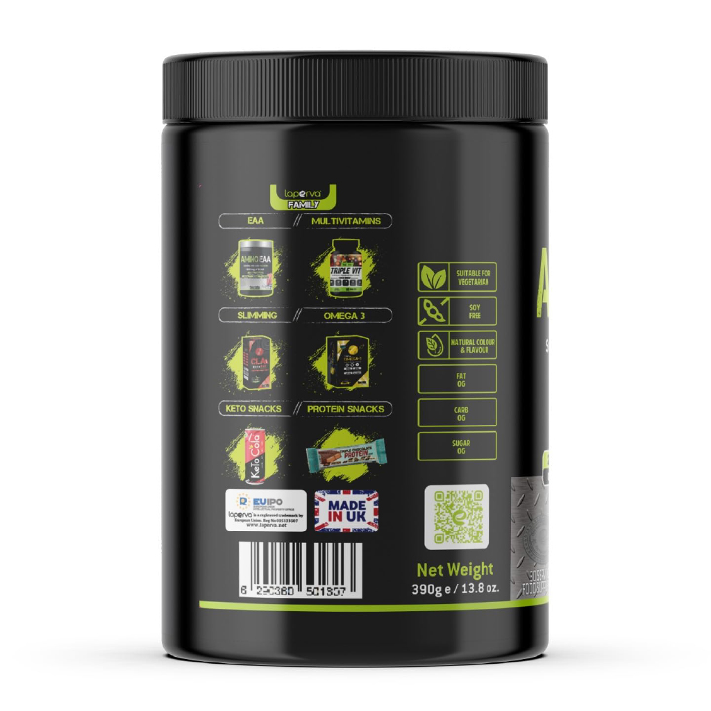 Laperva, Amino EAA Blue Raspberry, Essential amino acids powder with blue raspberry flavor, 390g