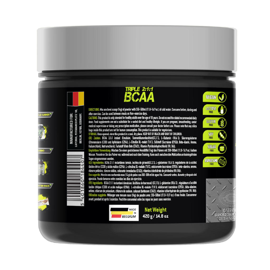 Laperva, Triple BCAA Blue Raspberry, Branched-chain amino acids supplement with blue raspberry flavor, 30 servings