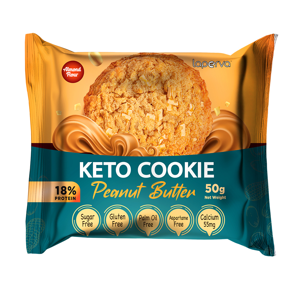 Laperva, Keto Cookie Peanut Butter, Low-carb peanut butter flavored keto cookie, 50g