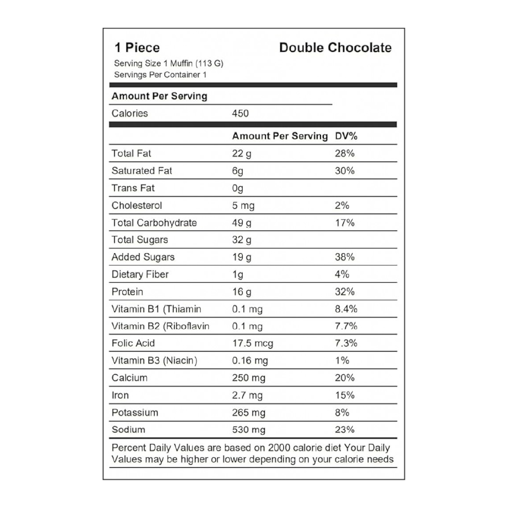 Laperva, Muscle Gain Muffin Double Chocolate, Protein-packed double chocolate flavored muffin snack, 113g