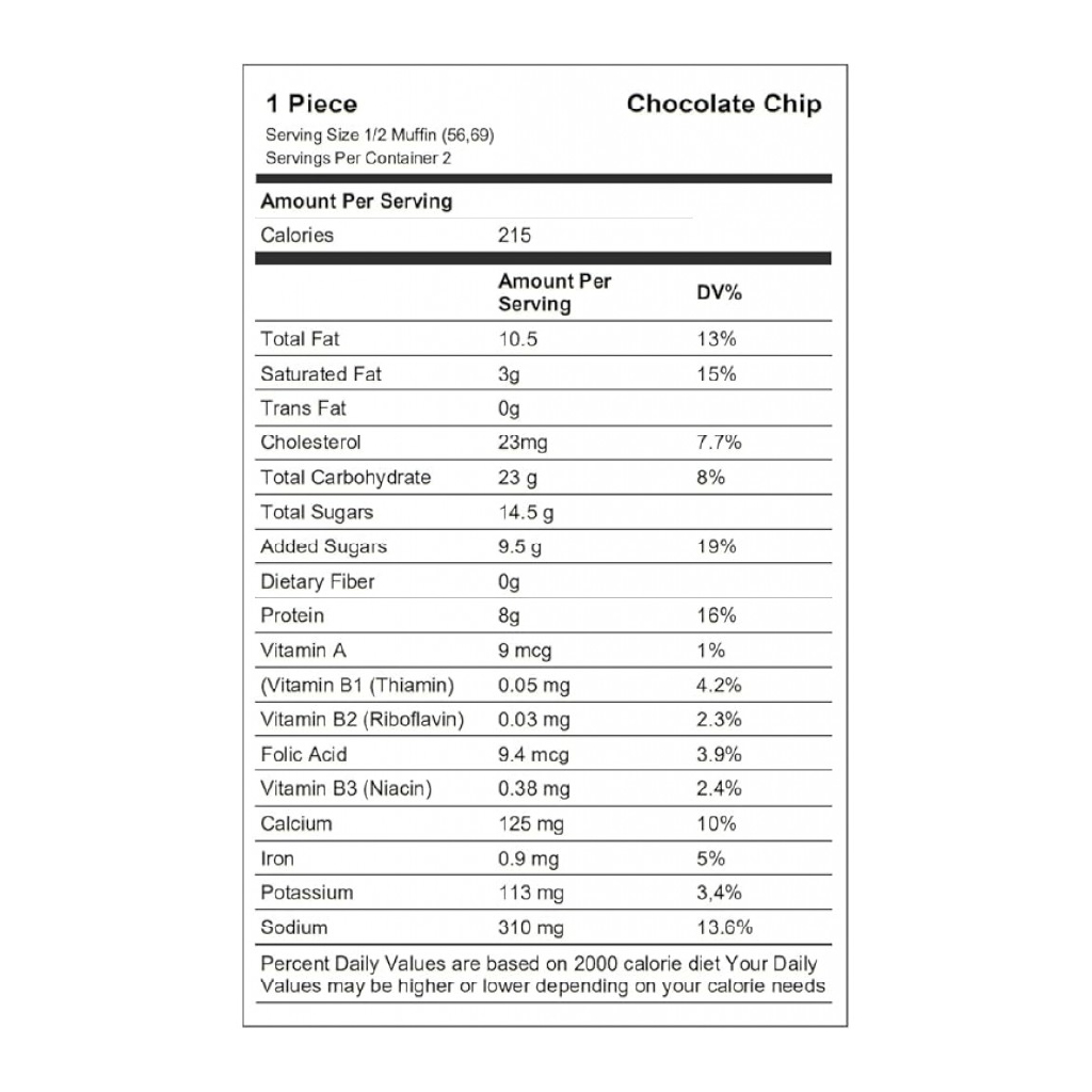 Laperva, The Complete Muffin Chocolate Chip, Protein-rich chocolate chip muffin snack, 113g
