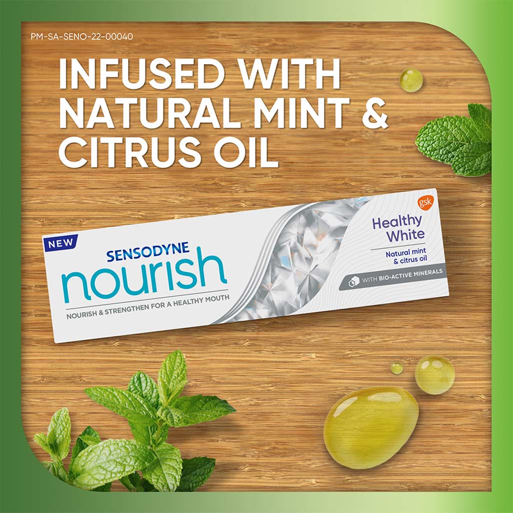 Sensodyne, Nourish Healthy White Toothpaste, Natural mint and citrus oil for whitening and sensitivity relief, 75 ml