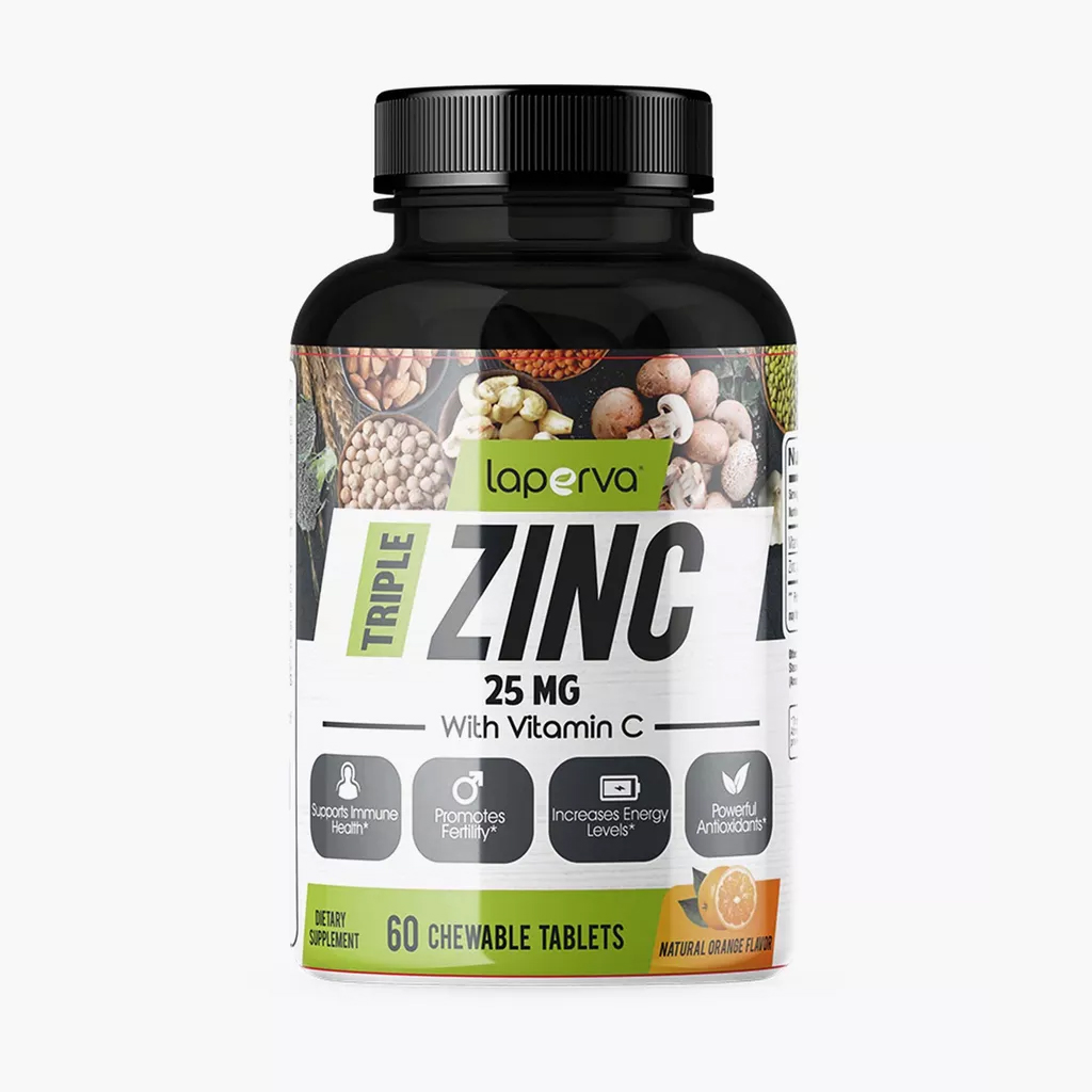 Laperva, Triple Zinc with Vitamin C Chewable Tablets, Immune support zinc and vitamin C supplement, 60 chewable tablets