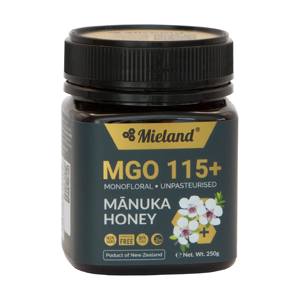 Mieland, Manuka Honey MGO 115+, Natural antibacterial honey for skin and health, 250g sachets
