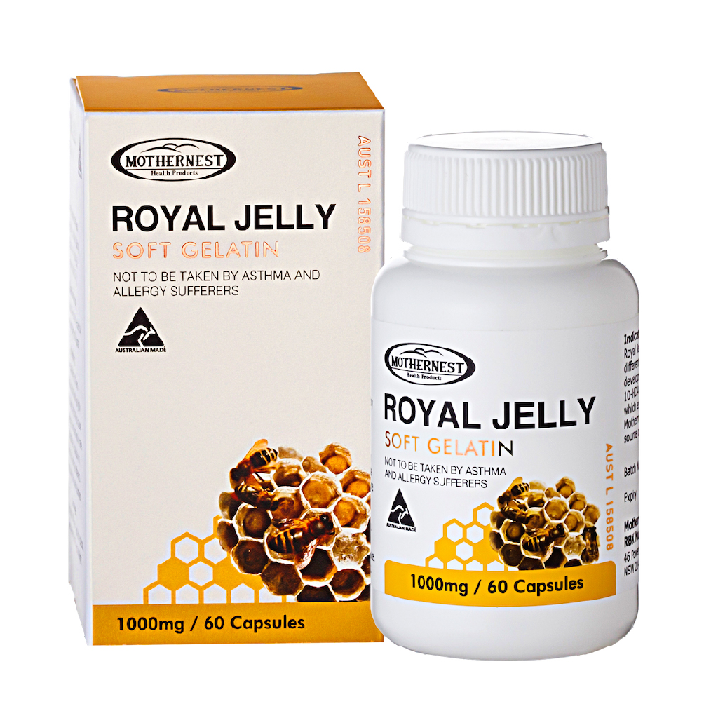 Mothernest, Royal Jelly Capsules, Natural royal jelly supplement for vitality, 60 capsules