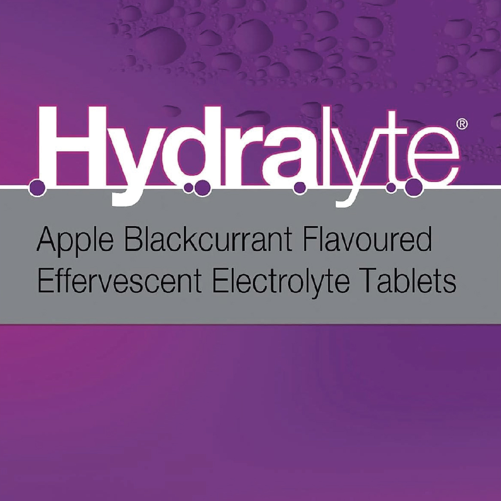 Hydralyte, Effervescent Apple Blackcurrant Oral Rehydration Tablets, Electrolyte replacement for dehydration, 20 tablets