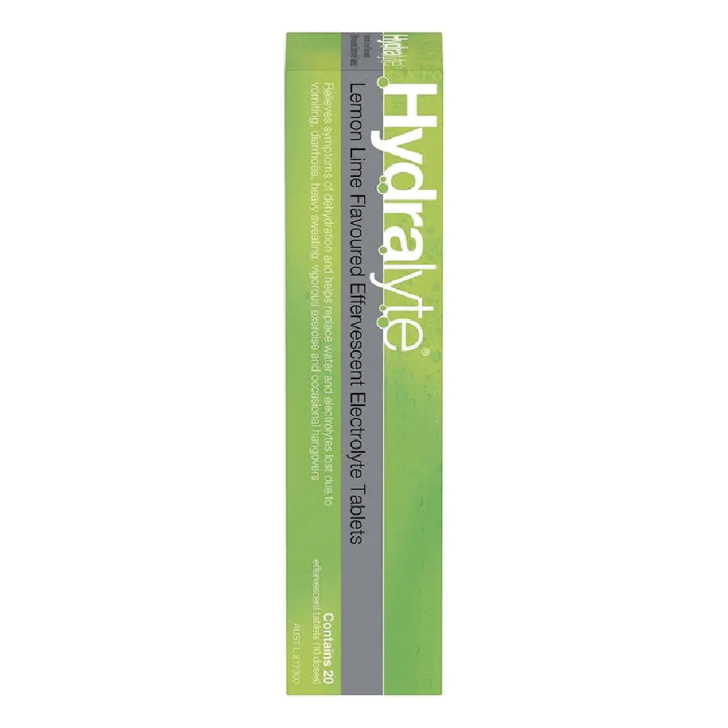 Hydralyte Effervescent Lemon Lime 20S – Electrolyte Rehydration Tablets