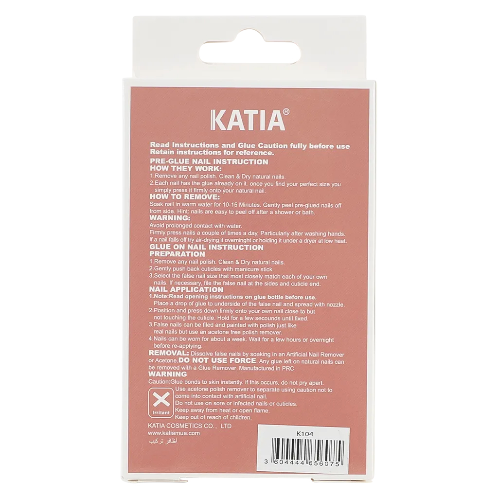 Katia, Almond French Nails 104, Almond shaped French artificial nails for elegant look